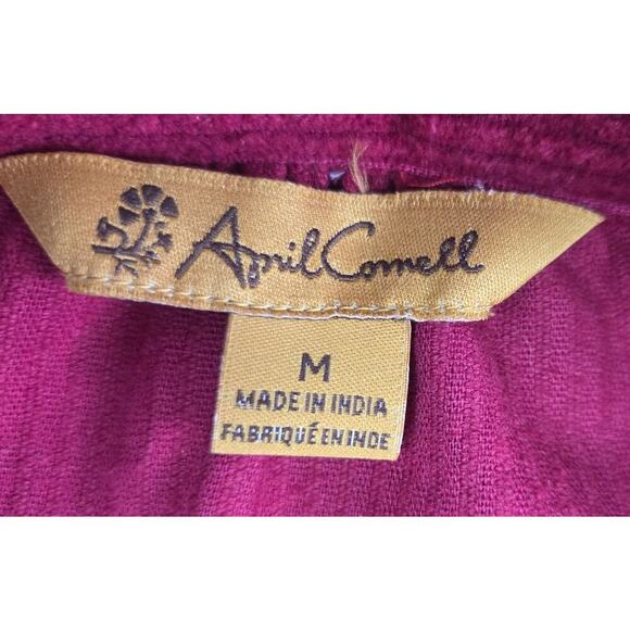 VTG 1990s–2000s April Cornell Corduroy Mini Dress Embroidered Pockets M/L - Picture 4 of 9